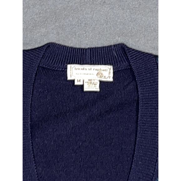 Tricots St. Raphael Argyle Sweater Set Navy Green Red Cardigan Vest Wool - Picture 12 of 12